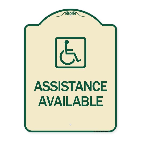 Assistance Available W/ HandicapHeavy-Gauge Aluminum Architectural Sign, 24" x 18", TG-1824-24332